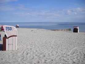 beachchairs at the beautiful sandbeach
